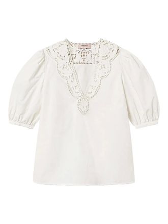 Twin-Set broderie-anglaise blouse - women - Cotton - 40 - White