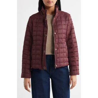 CeCe by Cynthia Steffe Short Quilted Jacket in Burgundy at Nordstrom, Size X-Large