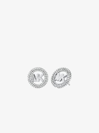 Michael Kors Small Pav&eacute; Logo Charm Two-Tone Stud Earrings