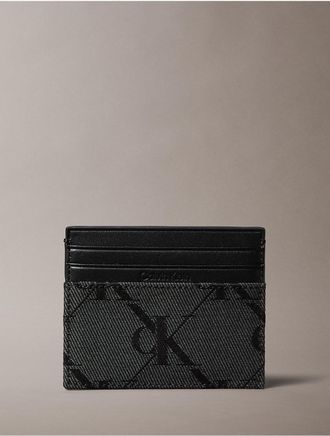 Calvin Klein Mens Monogram Jacquard Card Case - Black