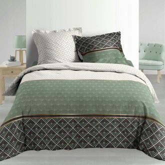Douceur d'Int&eacute;rieur Douceur-dinterieur Belor Juego De Cama Verde Kaki Percal De Algod&oacute;n