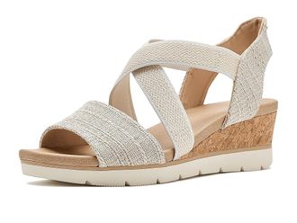 Dr. Scholls Just Cute Womens Wedge Shoes Light Gold : 6.5 M, Canvas