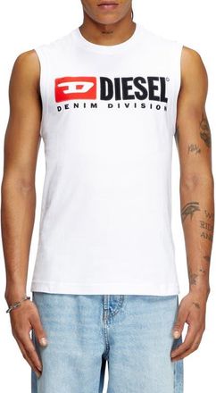 Diesel T-Isco-Div Logo Appliqu&eacute; Muscle Tee in White at Nordstrom, Size Xx-Large