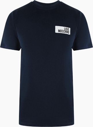 Love Moschino Mens Love Moschino Block Logo Navy Blue T-Shirt - Size: 42