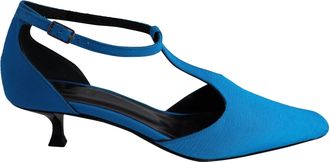 by FAR Bella T-strap Kitten Heels in Blue Leather