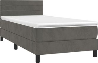 vidaXL Vidaxl - Cama Box Spring Colch&oacute;n Y Led Terciopelo Gris Oscuro 100x200 Cm