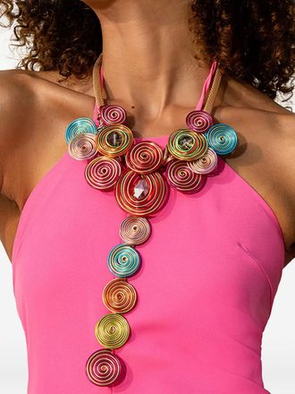 Twin-Set spiral-wire gemstone necklace - women - Brass - One Size - Pink