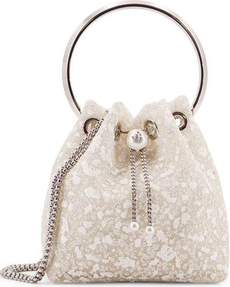 Jimmy Choo London Bon Bon Mesh Bucket Bag With Micro Sequins