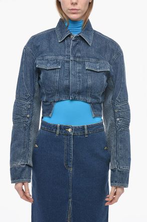 Off-white Denim Jacket MOTORCYCLE Crop Biker Fit Off-White