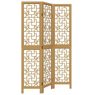 vidaXL Vidaxl - Biombo Separador De 3 Paneles Madera Maciza Paulownia Marr&oacute;n