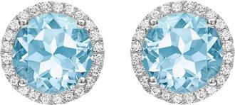 Kiki Mcdonough Orecchini a bottone Grace in oro bianco 18kt con topazio e diamanti - Argento