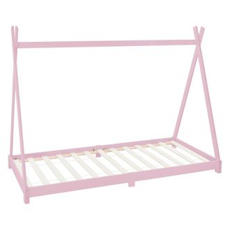 ML Design Cama infantil tipi 90x200cm color rosa con listones de madera