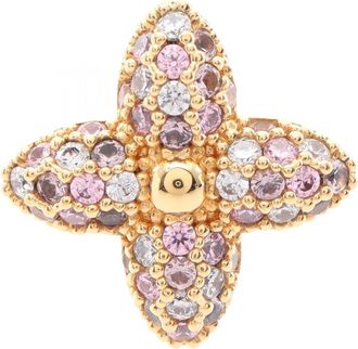 Louis Vuitton Gold Pink Gold Clear Gold Plating Rhinestone Band Ring (Pre-Owned)