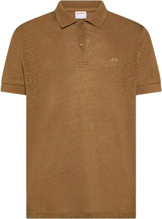 Sun 68 Polo Jersey Linen S/S - Heren - Polos - Bruin - 3XL - Linnen - Tops