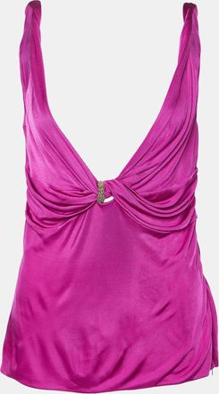 Versace Fuchsia Pink Jersey Knot Detail Sleeveless Top