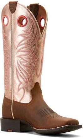 Ariat Round Up Ryder Western Boot in Distressed Brown/Golden Pink at Nordstrom Rack, Size 6.5