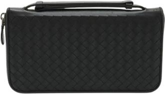 Bottega Veneta Pre-owned Clutches, male, Black, Size: ONE SIZE Pre-owned Intrecciato Leather Long Wallet