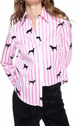 Vilagallo Mafalda Flocado Long Sleeve Shirt In Rosa Rayas