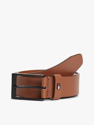 Tommy Hilfiger Flag Print Square Buckle Leather Belt