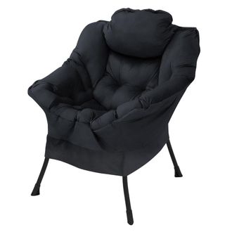 ML Design Sill&oacute;n reclinable negro, con reposabrazos y bolsillo lateral