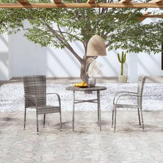 vidaXL Juego De Comedor Para Jard&iacute;n 3 Piezas Rat&aacute;n Sint&eacute;tico Gris Vidaxl