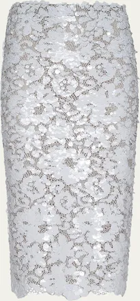 L'agence Makena Sequined Lace Pencil Skirt