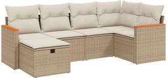 vidaXL Vidaxl - Juego De Sof&aacute;s Jard&iacute;n Con Cojines 6 Pzas Rat&aacute;n Sint&eacute;tico Beige