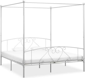 vidaXL Estructura Cama Con Dosel Sin Colch&oacute;n Metal Blanco 180x200 Cm Vidaxl