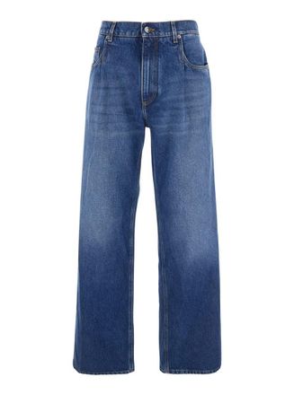 Dolce & Gabbana Blue Jeans With Logo Patch On The Rear In Denim Man
