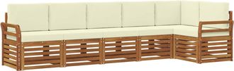 vidaXL Conjunto De Sof&aacute;s De Exterior 6 Uds. Natural Y Crema Poli&eacute;ster Vidaxl