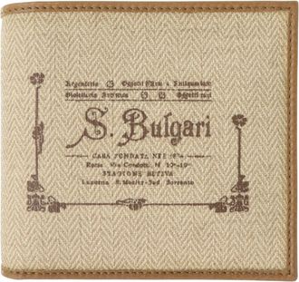 Bulgari Beige Brown Canvas Leather Wallet (Bi-Fold) (Pre-Owned)