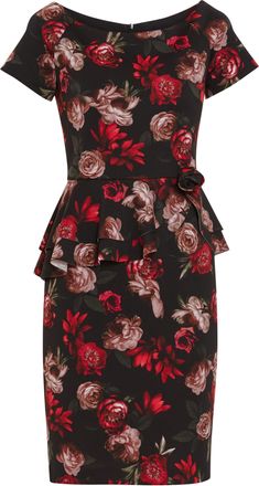 Gina Bacconi Womens Glorielle Floral Scuba Dress - Black - Size 18 UK