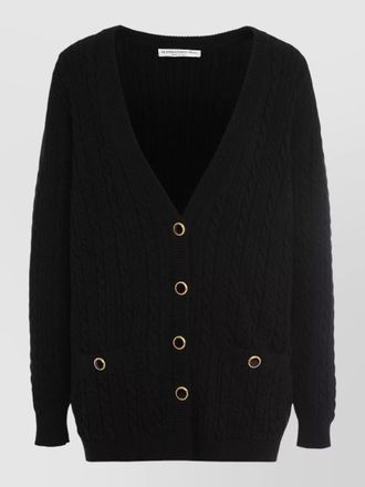 Alessandra Rich wool cable knit cardigan long sleeves