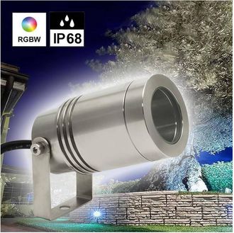 Trade Shop Trade Shop Traesio - Trade Shop - Mini Faretto Led 24v Ip68 Rgb 4000k Staffa Orientabile 8w Dmx Rgbw Luce Giardino