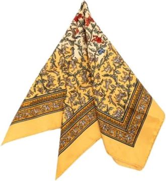 Herm&egrave;s Pre-owned Chasse en Inde Sjaal - Dames - Vintage Accessoires - Geel - ONE Size - Vintage