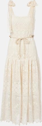 Zimmermann Indra belted cotton lace midi dress
