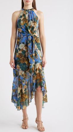 Kobi Halperin Emery Tie Waist High-Low Dress in Sky Blue Multi at Nordstrom, Size X-Large