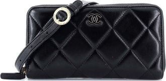 Chanel Black Quilted Shiny Lambskin Zip Around Waist Belt Bag (Authentic Pre- Loved)
