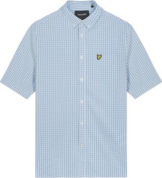 Lyle & Scott Slim Fit Gingham Overhemd Lichtblauw - Heren - Korte mouwen Overhemden - Blauw - S - Katoen - Overhemden