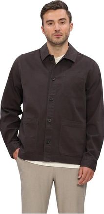 Les Deux Layton Katoenen Overshirt - Heren - Zomerjassen - Bruin - S - Katoen - Jassen