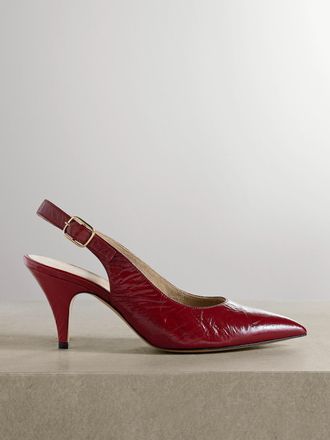 Khaite Décolleté Slingback In Pelle Increspata River - Bordeaux