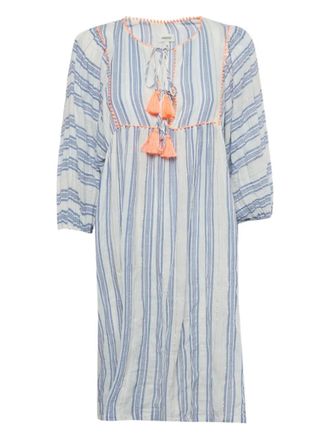 Manoush tassel-detail striped dress - White