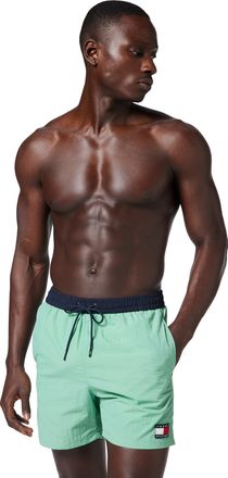 Tommy Hilfiger Mens Medium Drawstring Swim Shorts, Green (Fort Green), XL