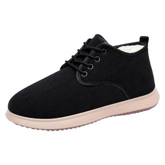 Generic Womens Corduroy Ankle Boots with Faux Fur Lined Winter Snow Boots for Cold Weather Ladies Thick Warm Lace Up Short Booties Casual Comfortable Anti-Sli