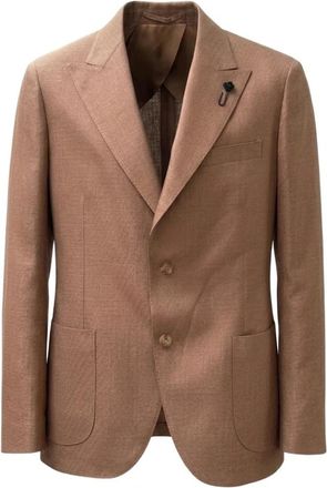 Lardini Enkelrijig Jasje met Punt revers - Heren - Blazers - Bruin - 2XL - Jassen