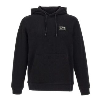 Emporio Armani Sudadera de algod&oacute;n con detalles acanalados - Sweatshirts & Hoodies - Hombre - Negro - 2XL
