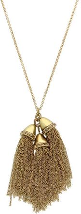 Olivia Welles Tassel Trio Pendant Necklace in Burnished Gold /Topaz at Nordstrom Rack