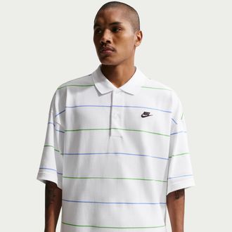 Nike Mens Nike Sportswear Club Oversized Striped Polo in White | IF0736-100