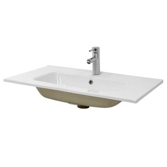 ML Design Lavabo cer&aacute;mica lavamanos com&uacute;n pila para aseo de ba&ntilde;o blanco