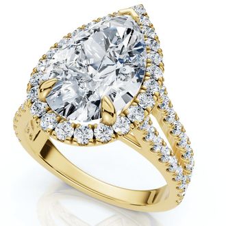 Pompeii3 Certified 3 3/4Ct Pear Shape Diamond Engagement Ring 14k Gold or Pt Lab Grown